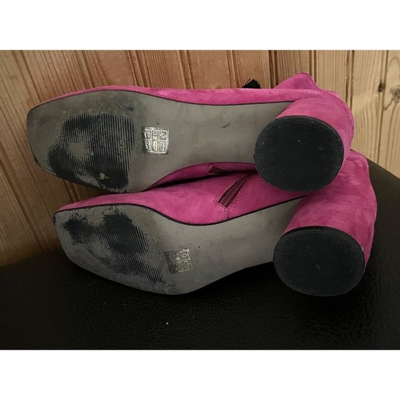 Topshop Marilo Block Heel Suede Bootie Fuschia Size 6.5 - Picture 7 of 14
